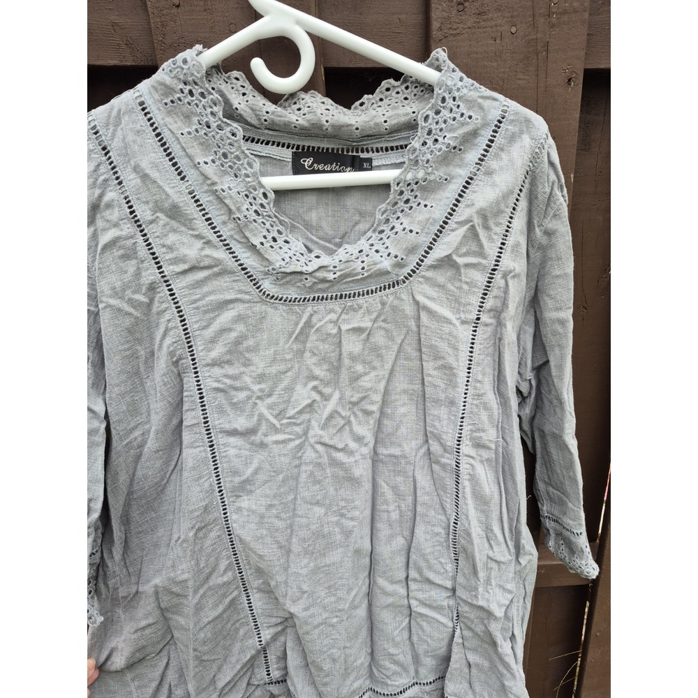 Inca Creation Cotton Size XL Women's Tunic Blouse Shirt 3/4 Sleeve‎ EUC